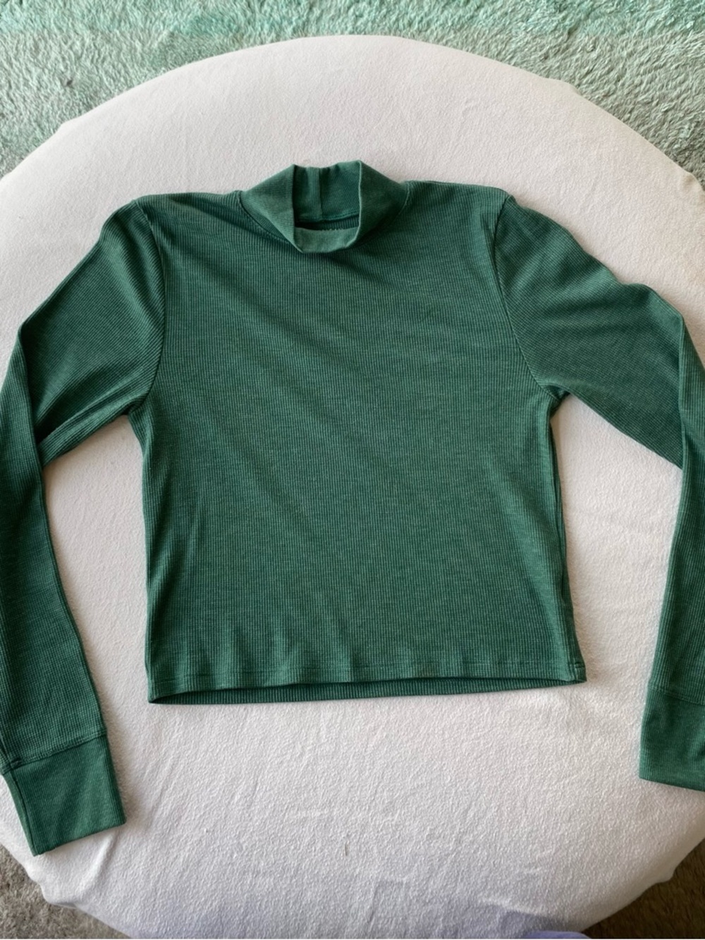 American Eagle Outfitters Dark Green Ribbed Mock Neck Long Sleeve Top